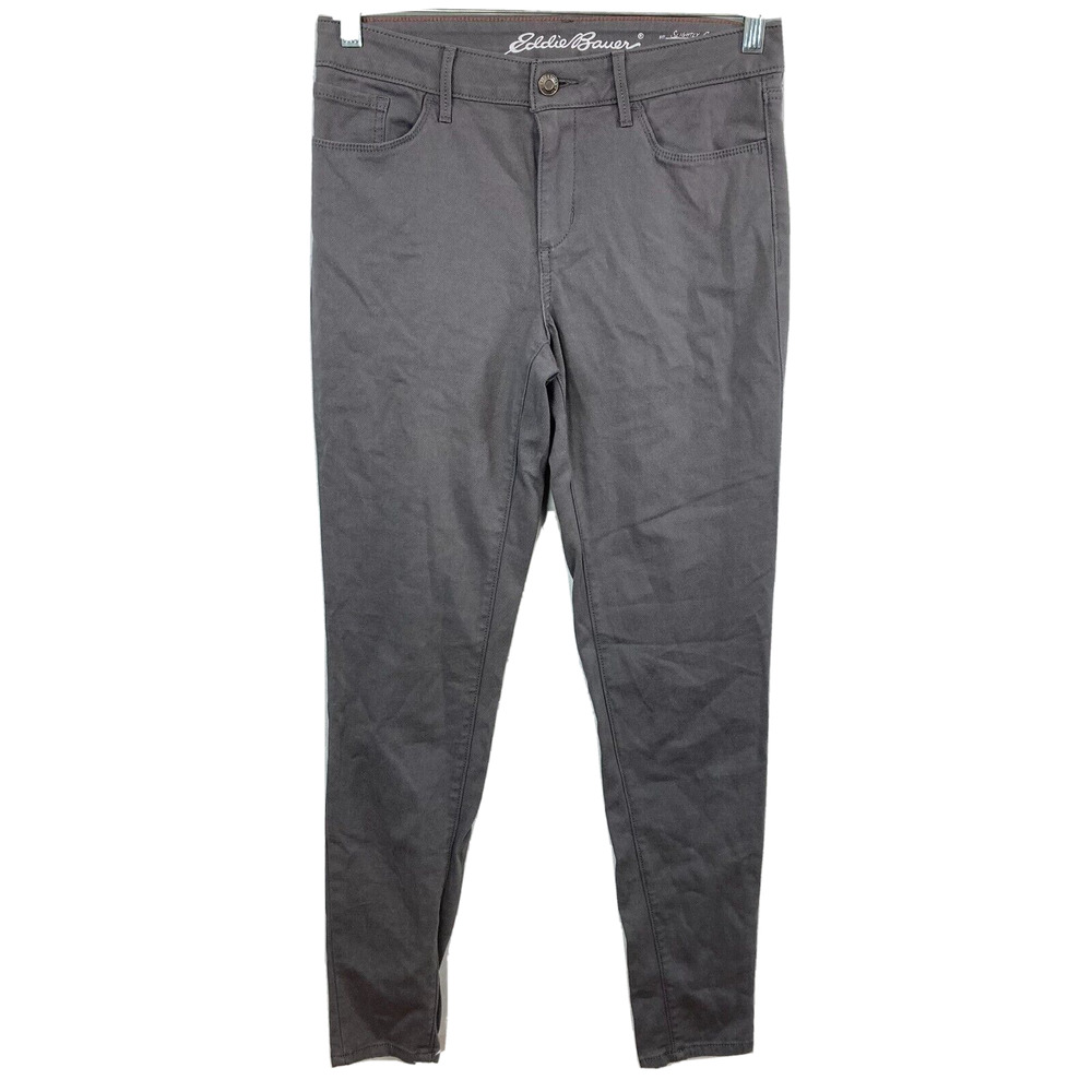 Eddie Bauer Pants Womens Sz‎ T6 Tall Gray Slightly Curvy Skinny Ankle Stretch